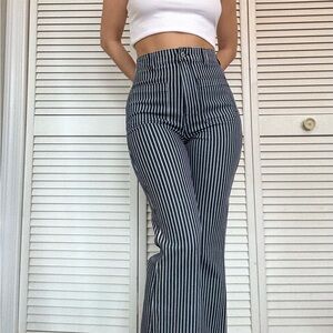 High waisted bell bottoms pinstriped jeans